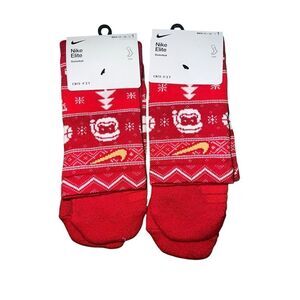 2 Nike ELITE Crew Basketball Socks CHRISTMAS red santa holidays men’s Xl 12-15